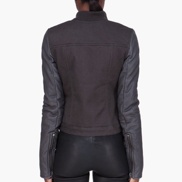 T by Alexander Wang bomber leather sleeve jacket - Picture 10 of 12